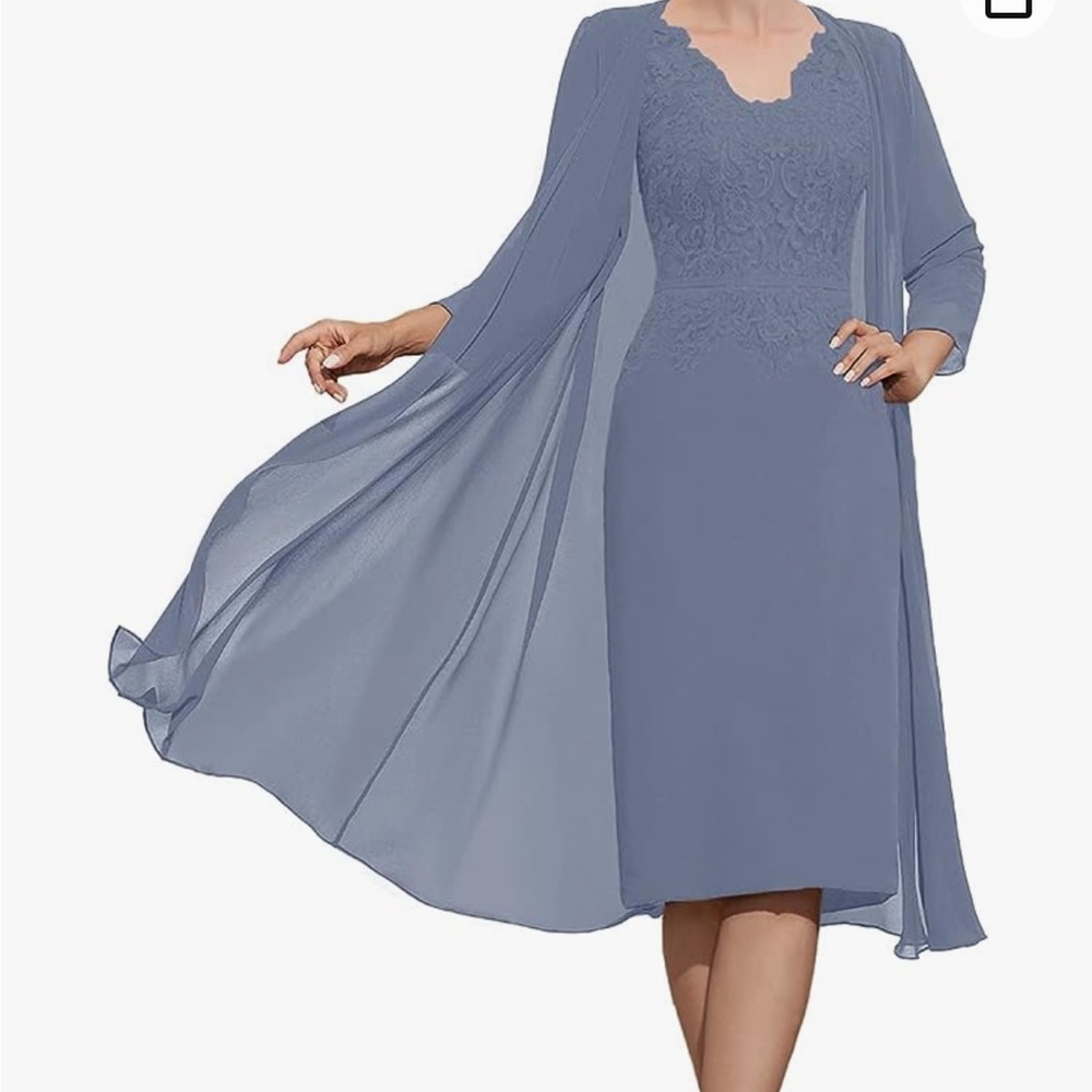 Women’s SZ 12, 2-piece dress in Dusty Blue.